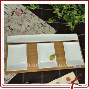 Оптовая Белый Керамическая Посуда / Посуда / Закуска Блюдо с Бамбуком